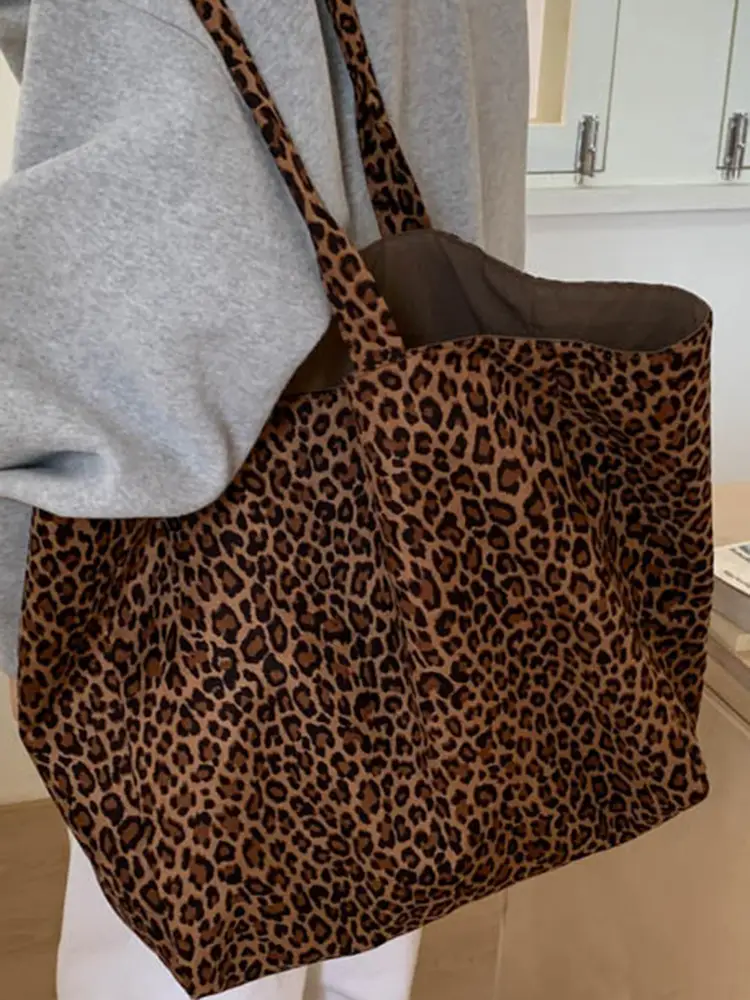 2025 Leopard Print Suede Tote Bag Large Capacity - Image 7