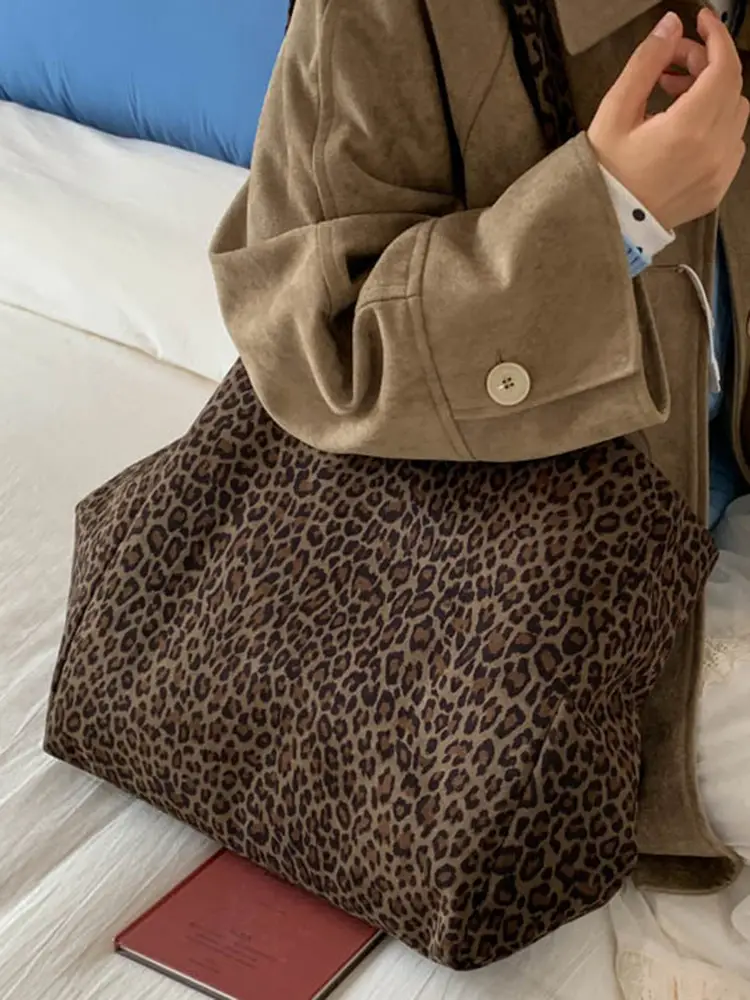 2025 Leopard Print Suede Tote Bag Large Capacity - Image 9