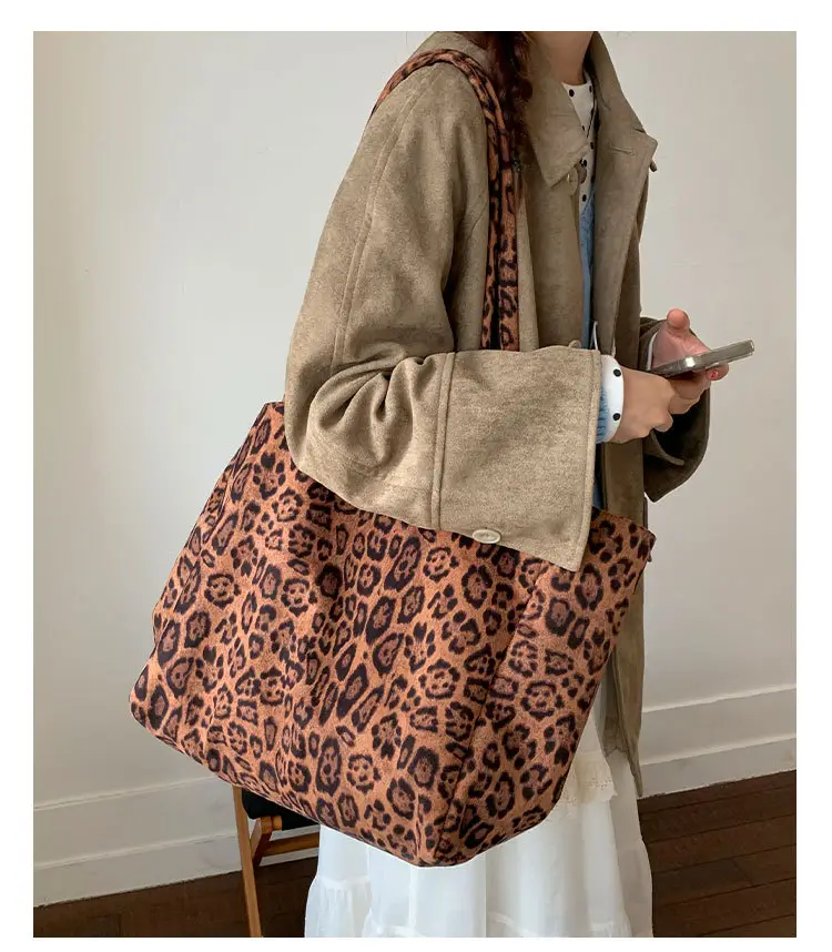 2025 Leopard Print Suede Tote Bag Large Capacity — feature 17