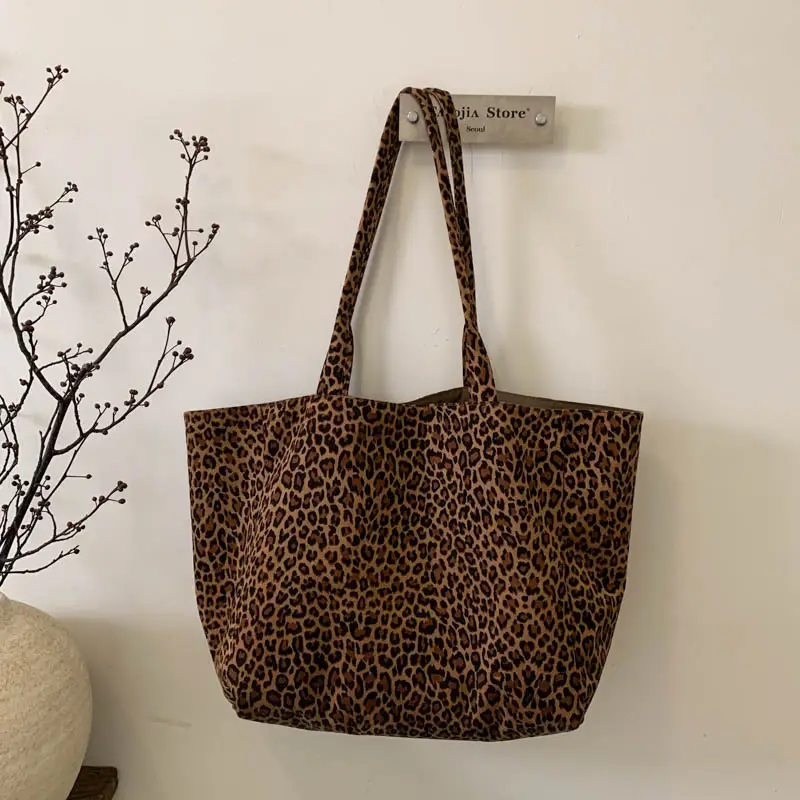 2025 Leopard Print Suede Tote Bag Large Capacity - Image 2