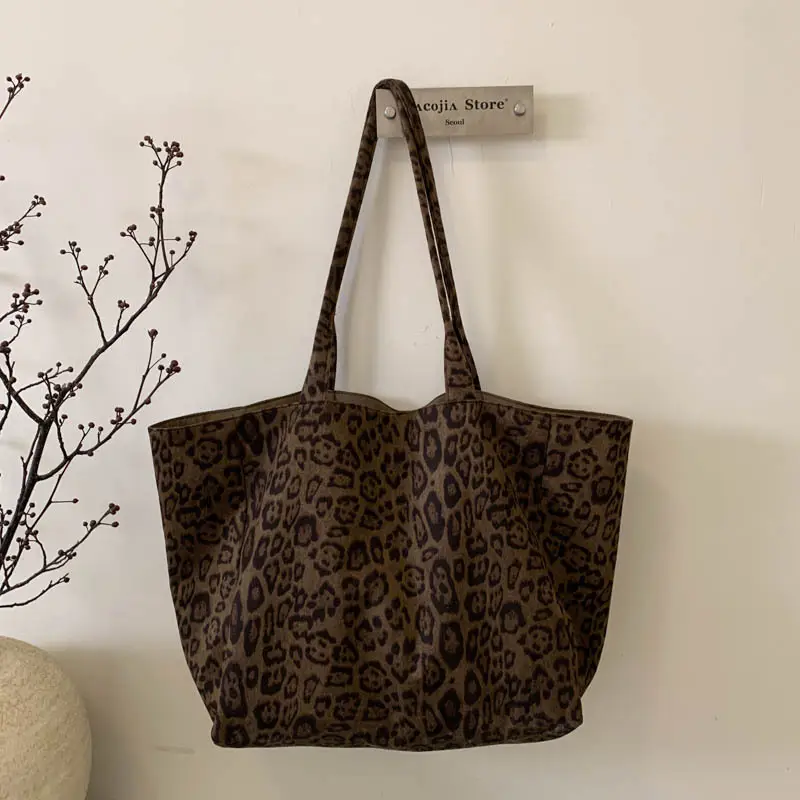 2025 Leopard Print Suede Tote Bag Large Capacity - Image 3