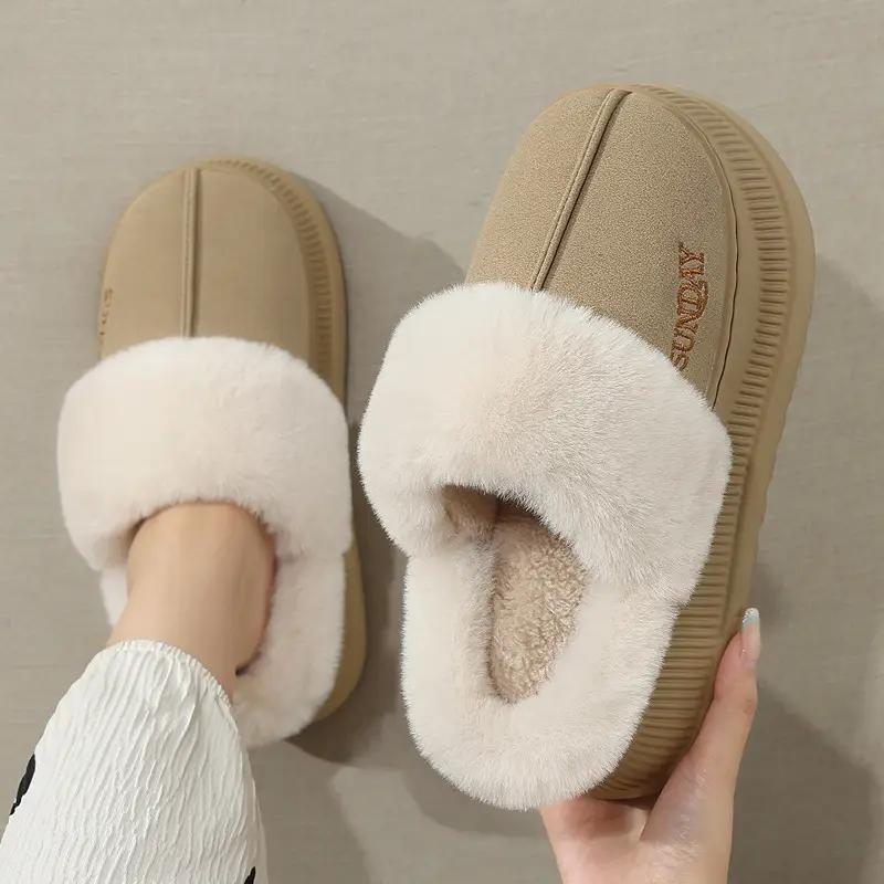 Women Winter Fleece Slippers Beige Beige