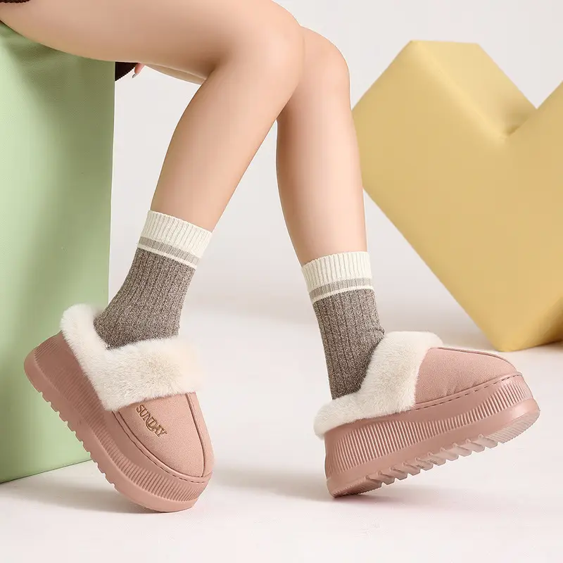 Women Winter Fleece Slippers Beige Beige