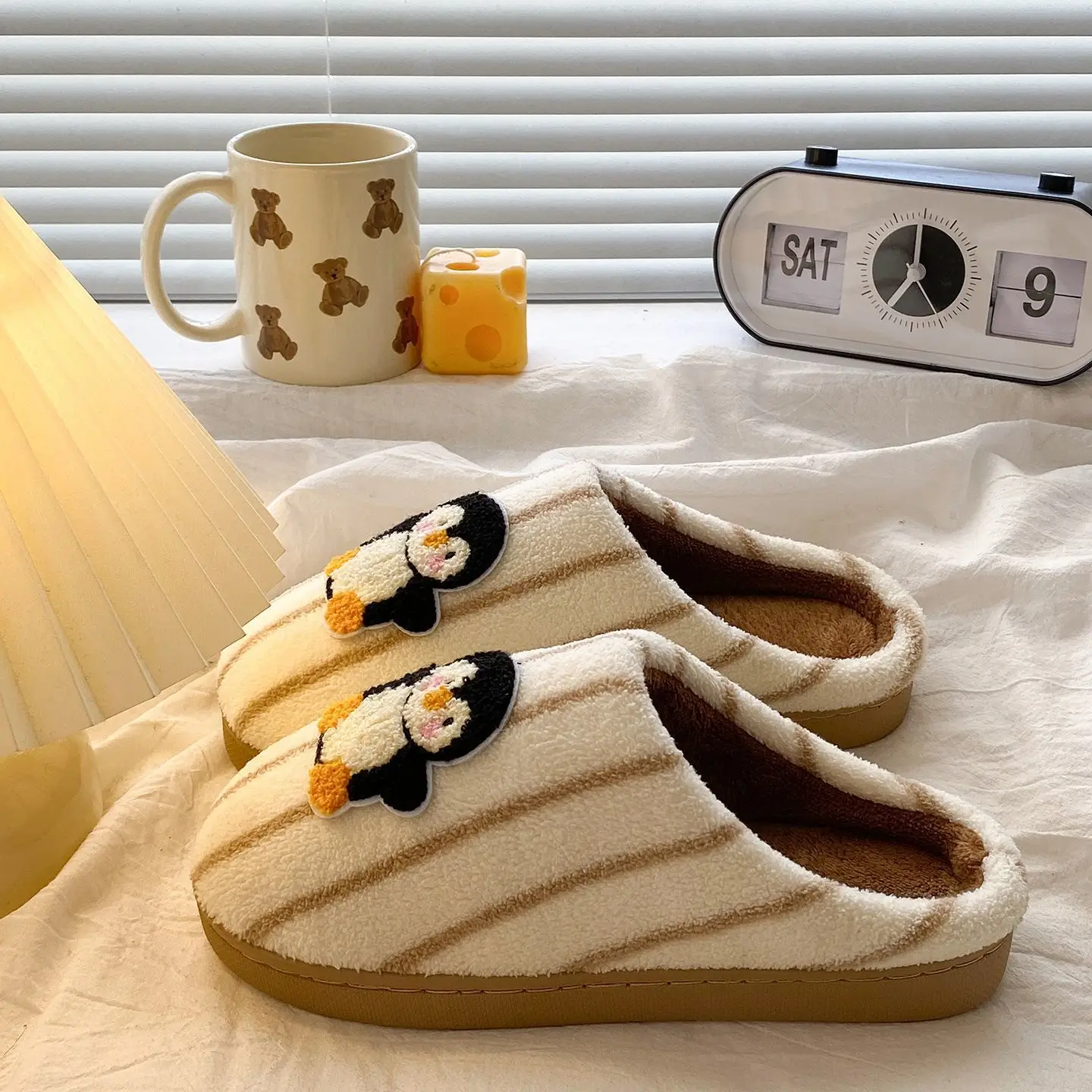 Cute Penguin Embroidered Cotton Slippers for Women - Image 5