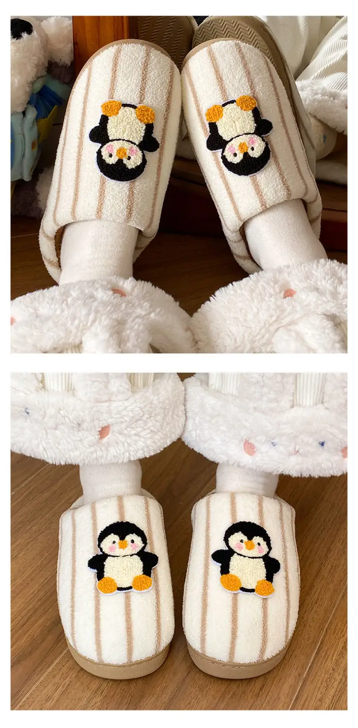 Cute Penguin Embroidered Cotton Slippers for Women — feature 12