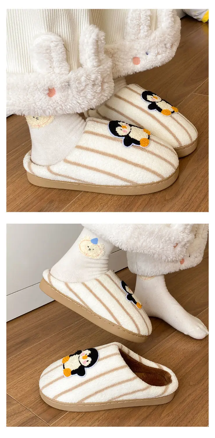 Cute Penguin Embroidered Cotton Slippers for Women — feature 13