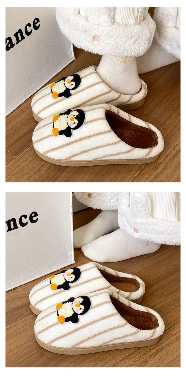 Cute Penguin Embroidered Cotton Slippers for Women — feature 14