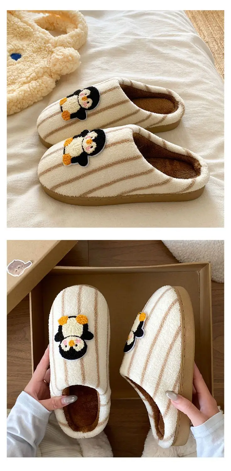 Cute Penguin Embroidered Cotton Slippers for Women — feature 15