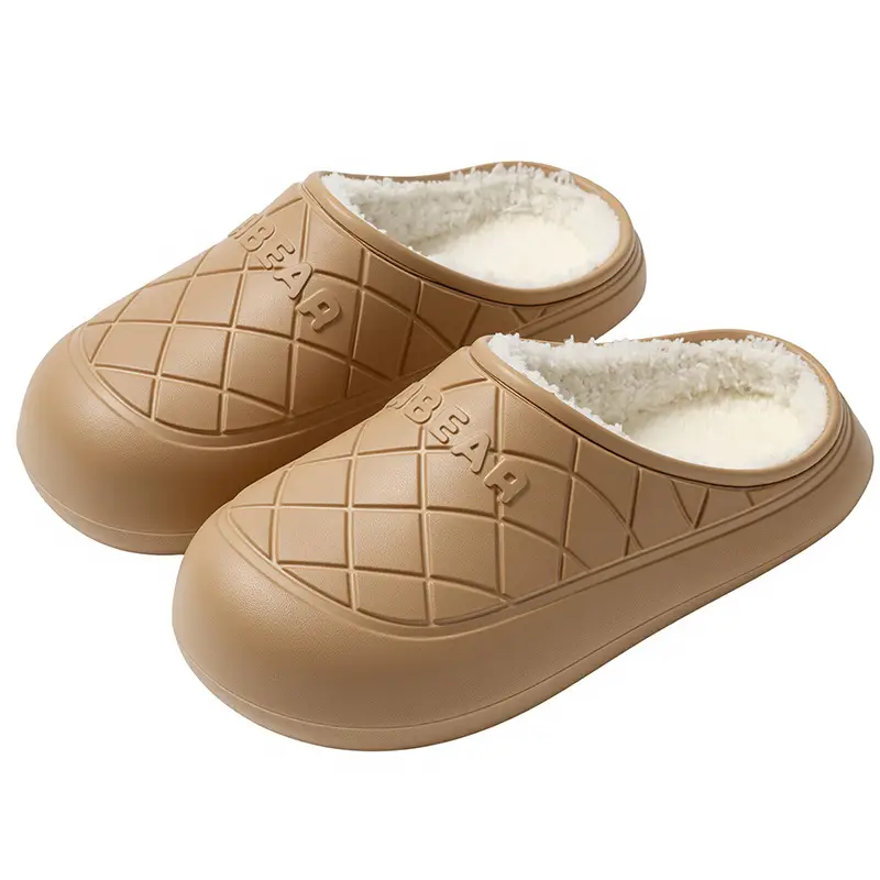 Cotton Slippers for Women, New Winter Style, Thick-Soled, Warm, Waterproof, Plush, Cartoon, Non-Slip, Home Cotton Slippers for Men