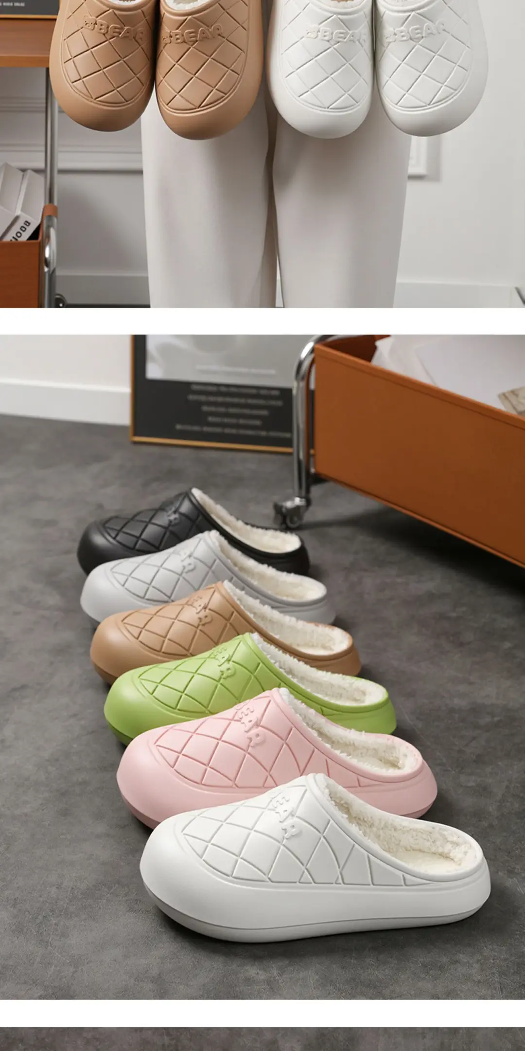 Cotton Slippers for Women, New Winter Style, Thick-Soled, Warm, Waterproof, Plush, Cartoon, Non-Slip, Home Cotton Slippers for Men — feature 12