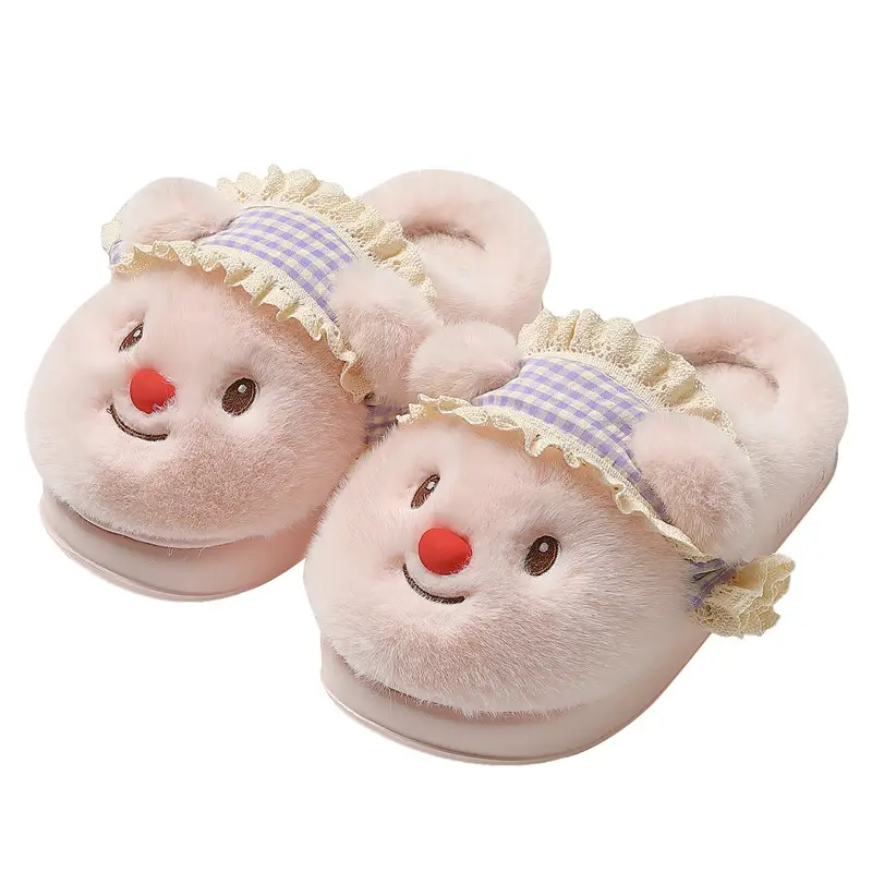 Cartoon Cotton Slippers for Women Winter Thick-Soled Indoor Home Use Plush Warm Non-Slip Plush Slippers for Women