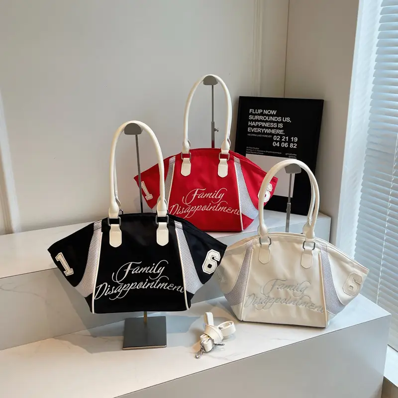 Black Embroidered Handheld Tote Bag for Women Large Capacity - Image 5