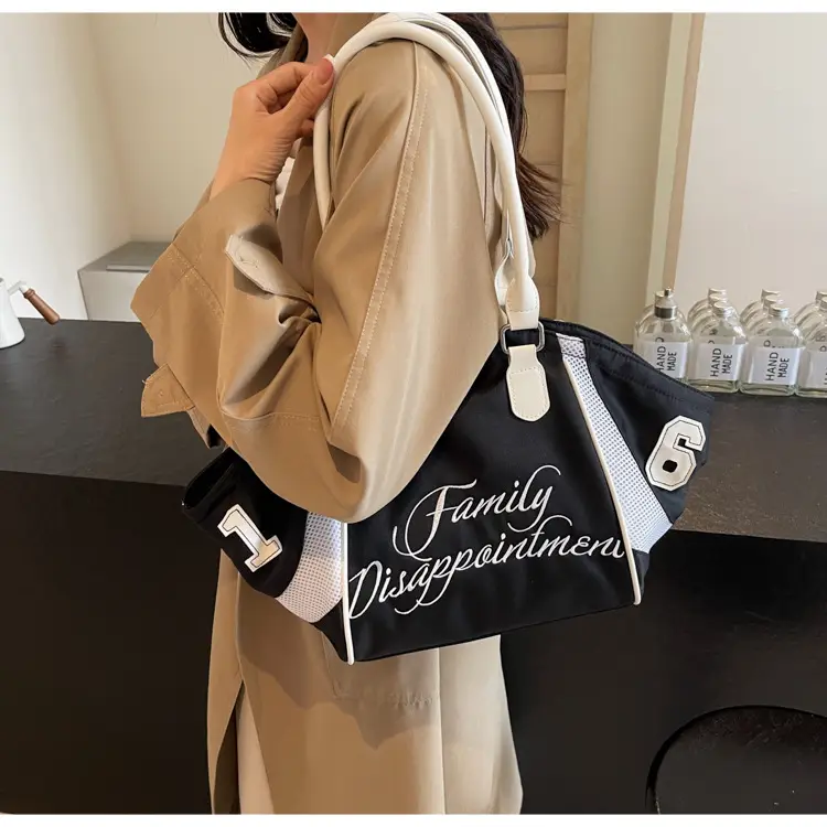 Black Embroidered Handheld Tote Bag for Women Large Capacity — feature 24