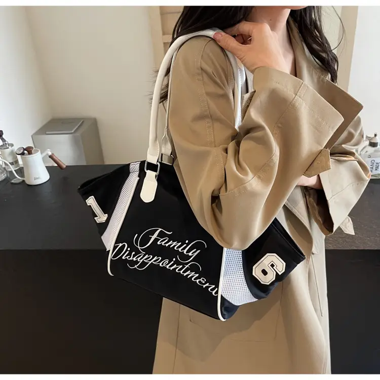 Black Embroidered Handheld Tote Bag for Women Large Capacity — feature 26