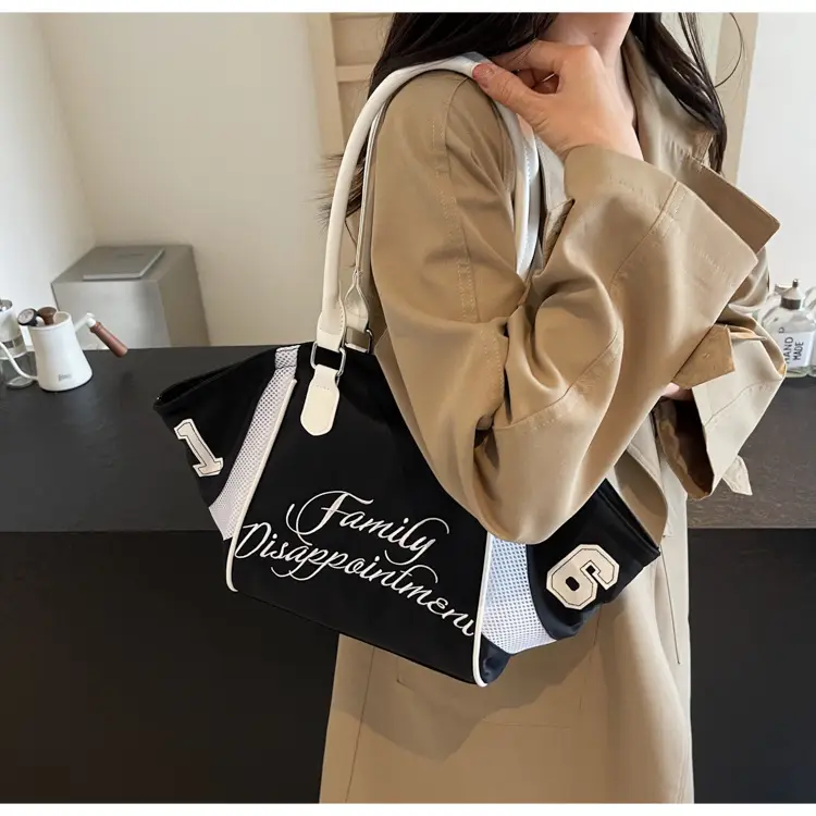 Black Embroidered Handheld Tote Bag for Women Large Capacity — feature 27