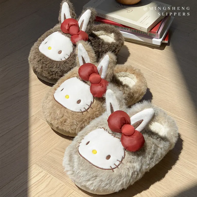 Women's Cotton Slippers for Autumn and Winter, Home Plush Cotton Shoes, Cute New Closed-Toe Maternity Slippers, Warm Shoes
