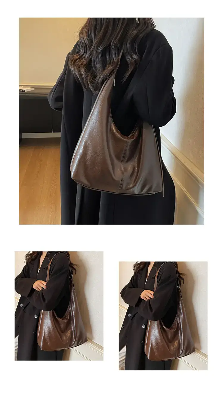 Brown Large Capacity Shoulder Bag for Women — feature 9