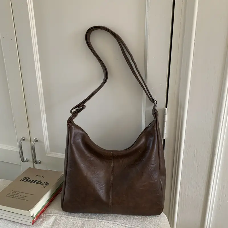 Brown PU Leather Shoulder Bag for Women - Image 5