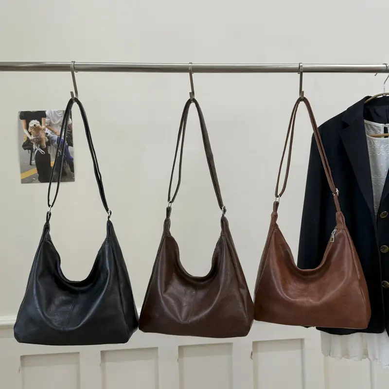 Brown PU Leather Shoulder Bag for Women - Image 6