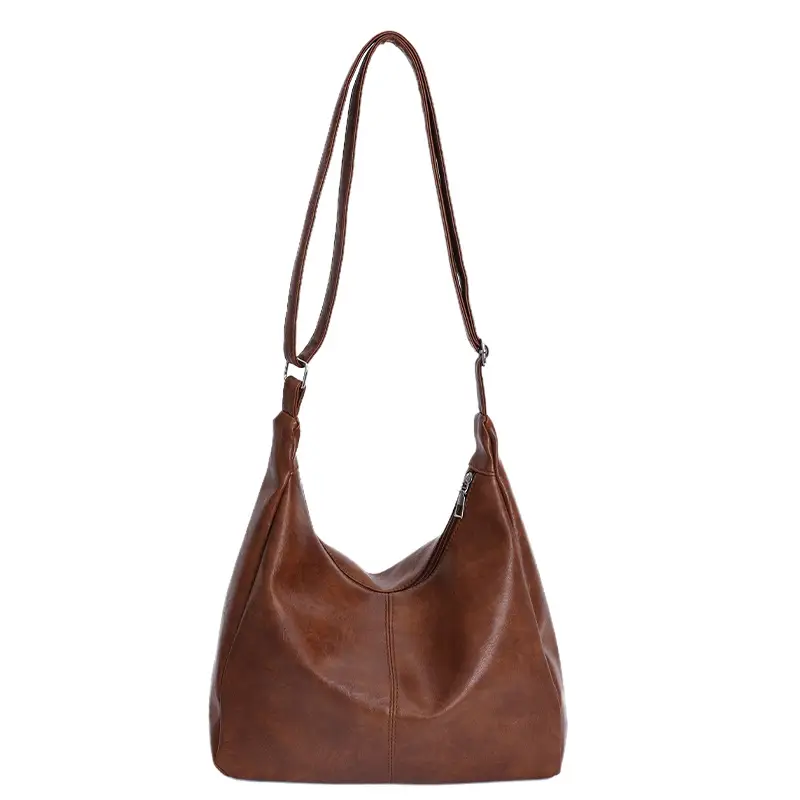 Brown PU Leather Shoulder Bag for Women - Image 3