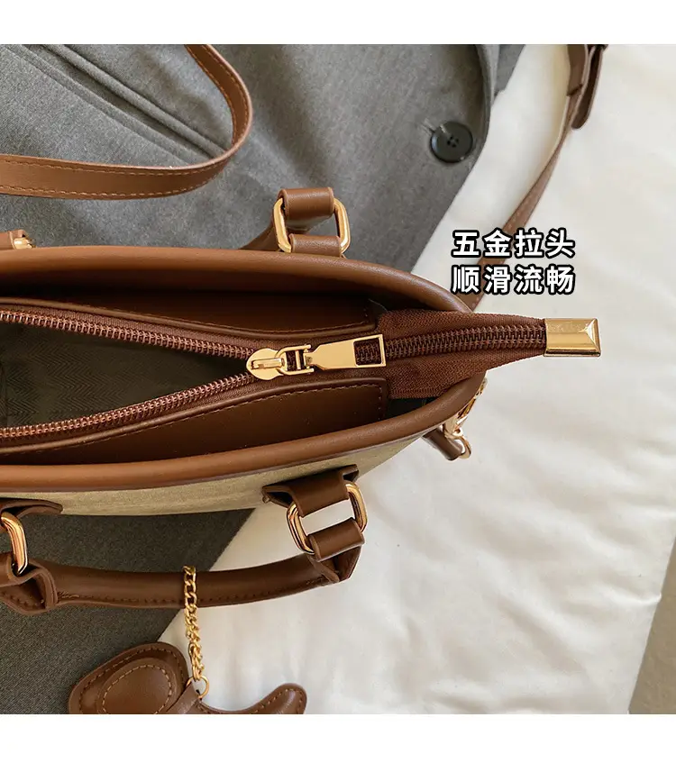 Women Retro Blue Canvas Crossbody Bag with Leather Strap — feature 15