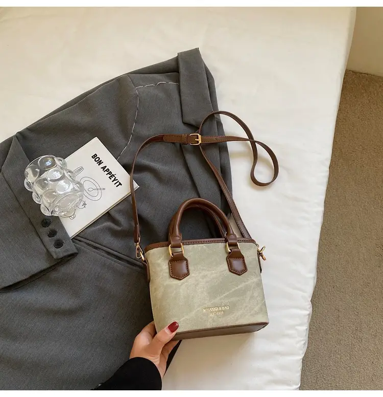 Women Retro Blue Canvas Crossbody Bag with Leather Strap — feature 21