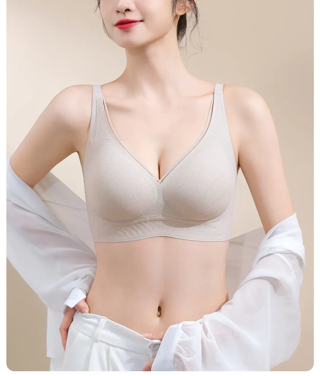 Foundation-Like Light Luxury Fashion Support Seamless Bra, Soft and Comfortable Bra Without Underwire, Small Chest Push-Up Red Lingerie — feature 21