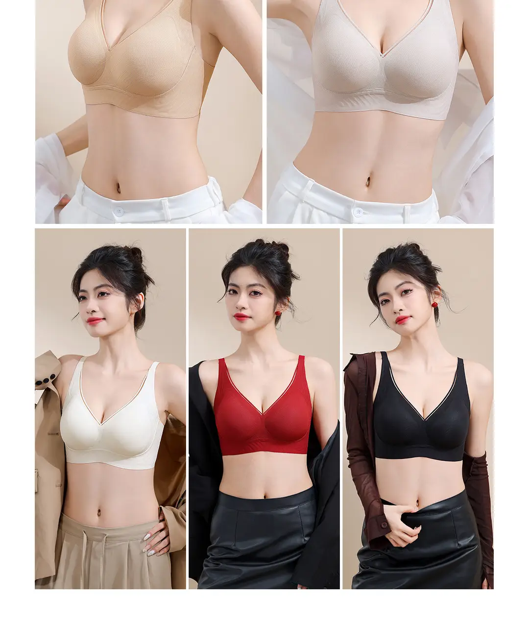 Foundation-Like Light Luxury Fashion Support Seamless Bra, Soft and Comfortable Bra Without Underwire, Small Chest Push-Up Red Lingerie — feature 31