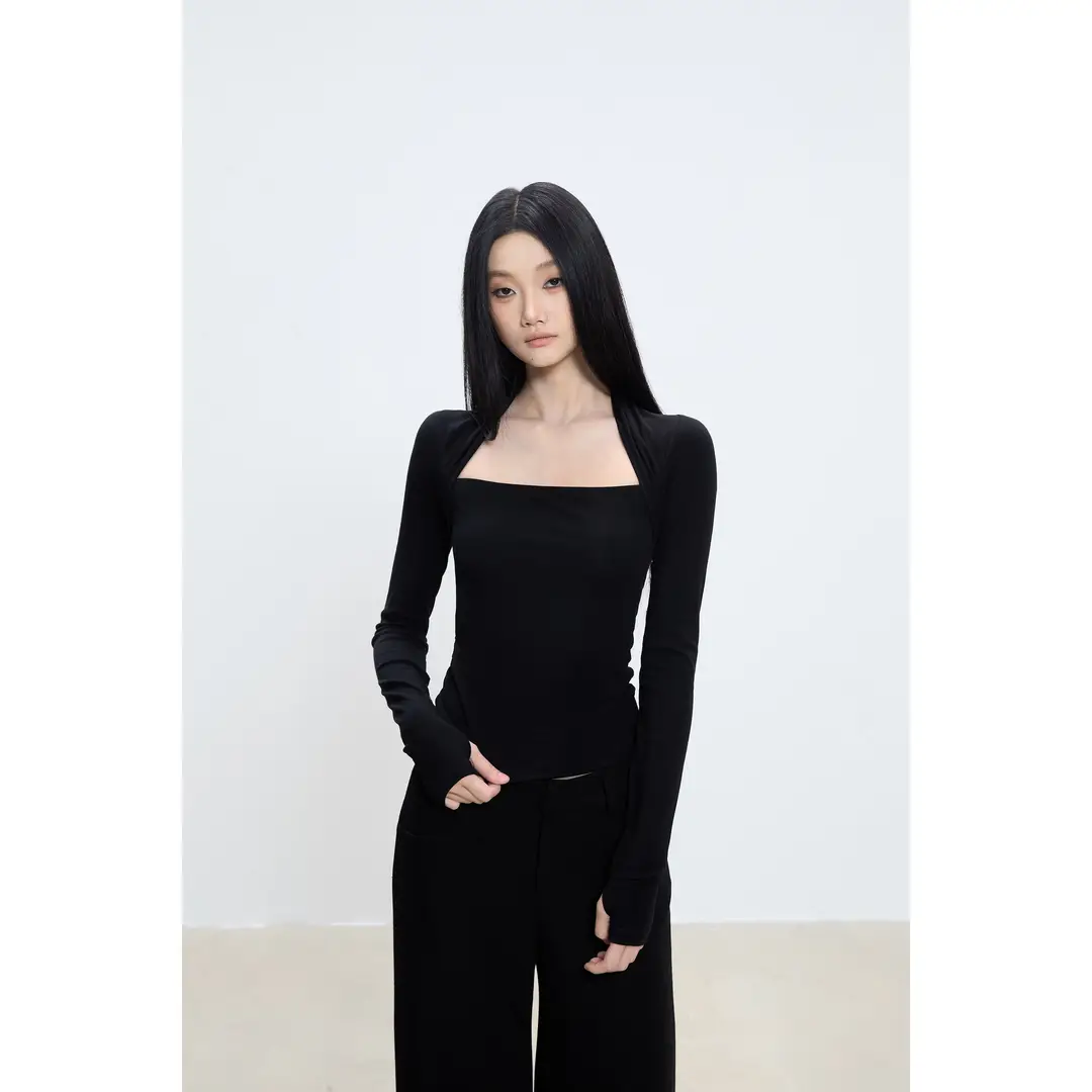 Rayon 270g Base Layer Shirt for Women, 2025 Yoga New Style, Autumn Slim Fit, Slimming Black Top, Long-Sleeved T-Shirt