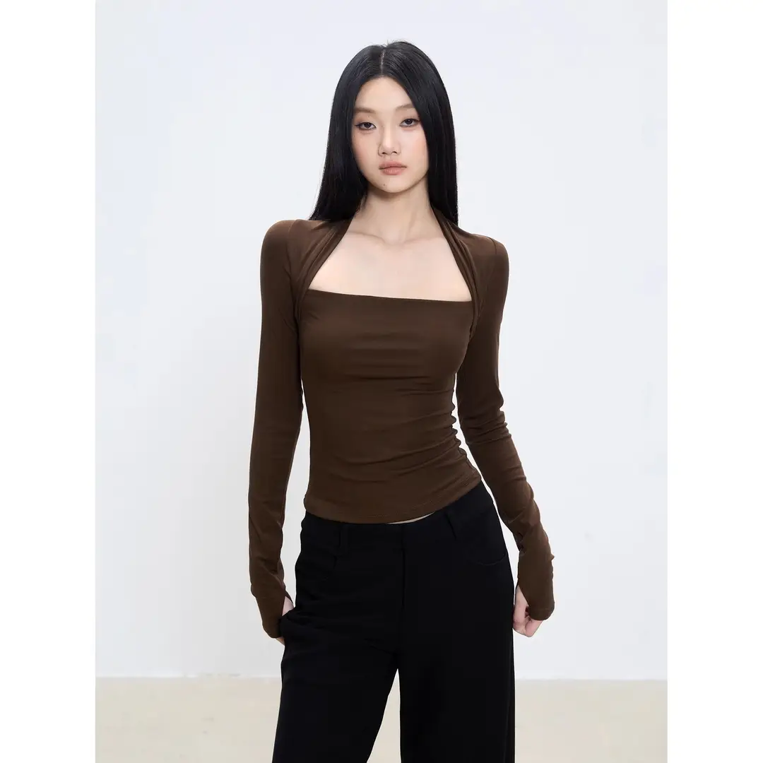 Rayon 270g Base Layer Shirt for Women, 2025 Yoga New Style, Autumn Slim Fit, Slimming Black Top, Long-Sleeved T-Shirt