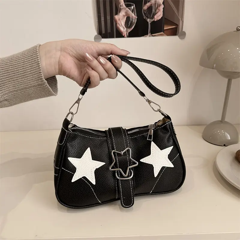 Black Star Armpit Bag Women's 2025 Casual Shoulder Bag - Image 5