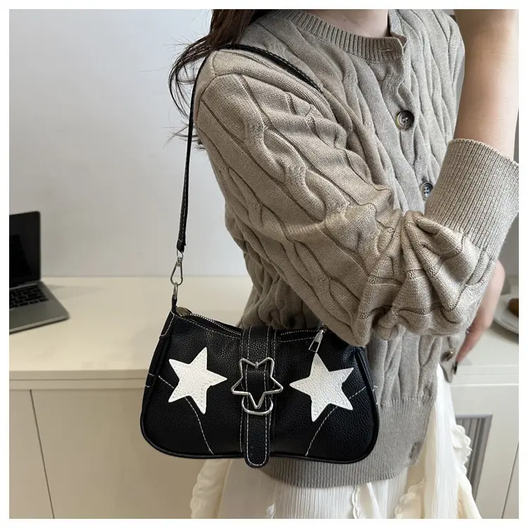 Black Star Armpit Bag Women's 2025 Casual Shoulder Bag — feature 20