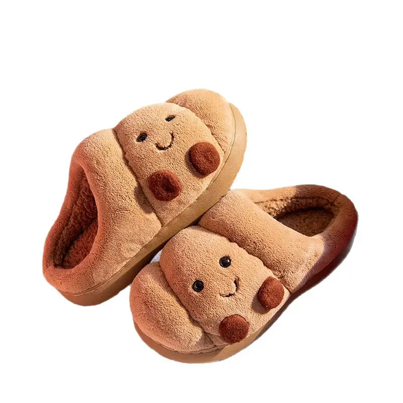Croissant Cotton Slippers for Women 2025 New Indoor Home Non-Slip Couple Cute Plush Slippers for Women Winter - Image 6
