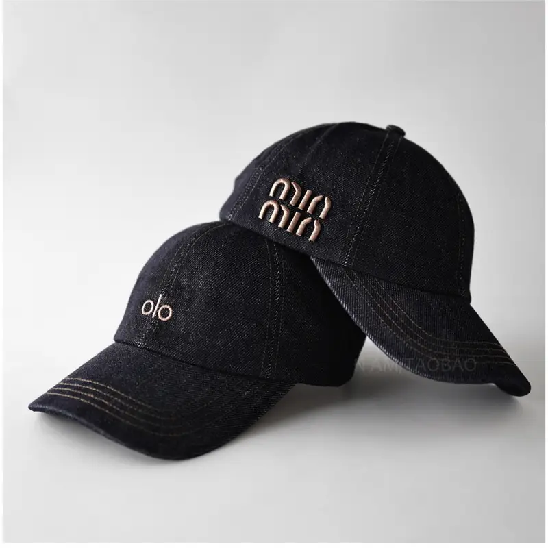 Men Denim Baseball Cap with Embroidered Logo