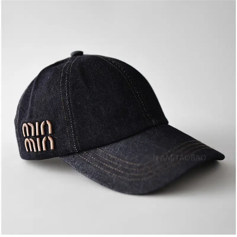 Men Denim Baseball Cap with Embroidered Logo