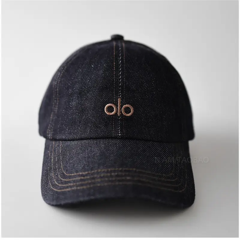 Men Denim Baseball Cap with Embroidered Logo