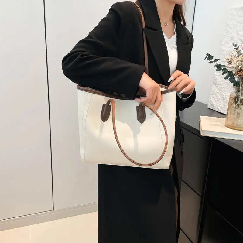 Brown Leather Tote Bag for Women Large Capacity Commuting — feature 25