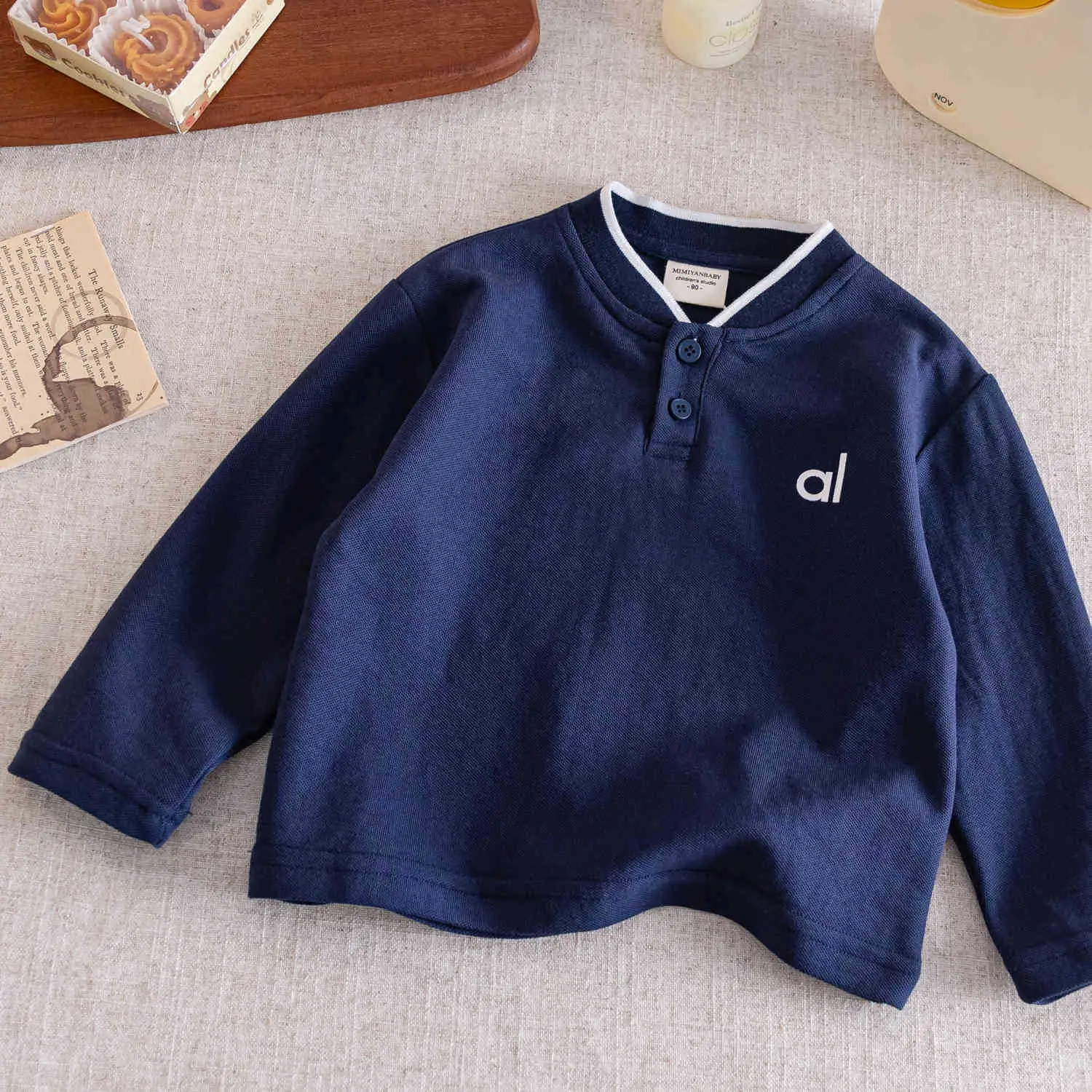 Children's 2-Piece Polo Shirt Set White Grey Blue - Image 2
