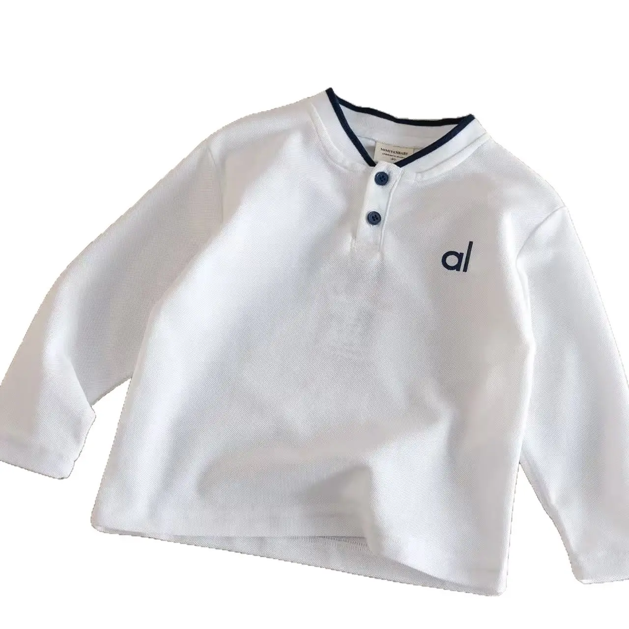 Children's 2-Piece Polo Shirt Set White Grey Blue - Image 6
