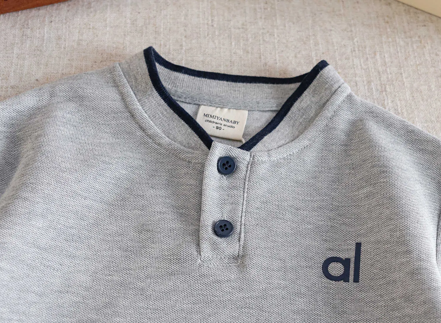 Children's 2-Piece Polo Shirt Set White Grey Blue — feature 7