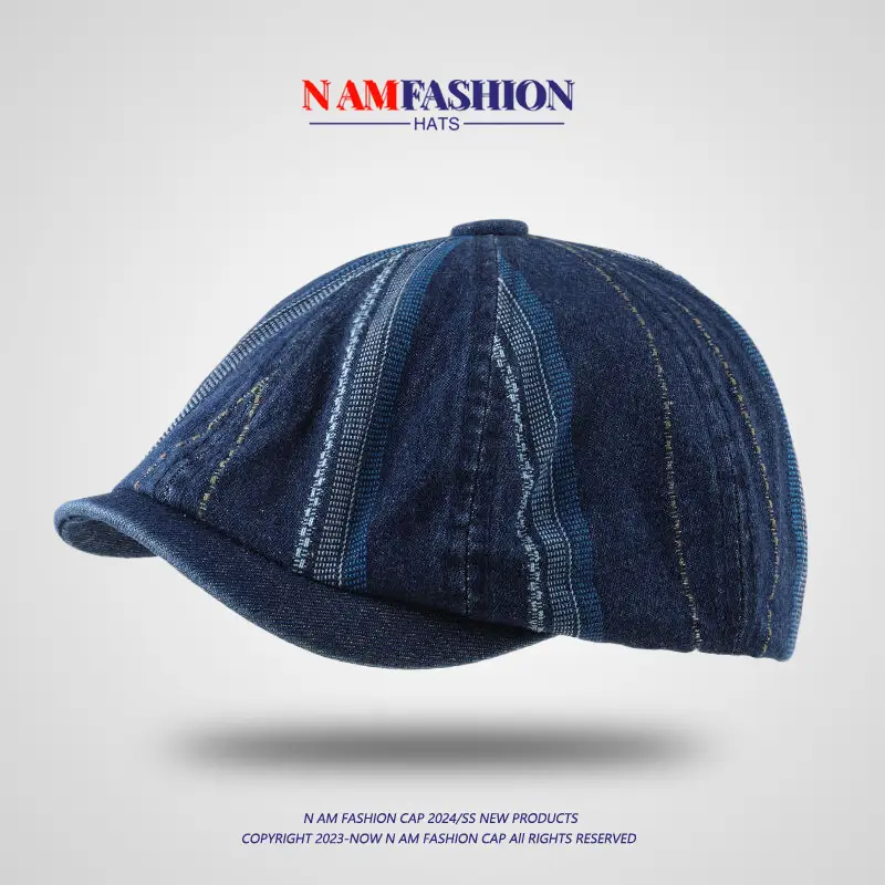 Japanese-Style Denim Cap for Women Light Blue - Image 6