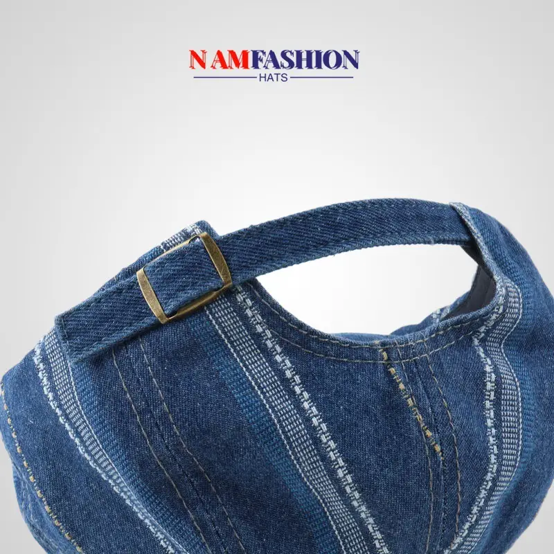 Japanese-Style Denim Cap for Women Light Blue - Image 8
