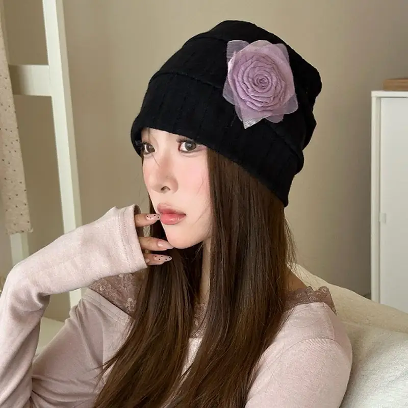 Navy Blue Embroidered Baseball Cap for Women with Rose Flower - Image 4