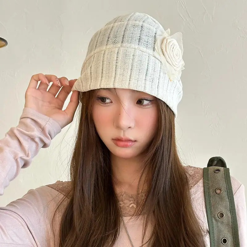 Navy Blue Embroidered Baseball Cap for Women with Rose Flower - Image 5