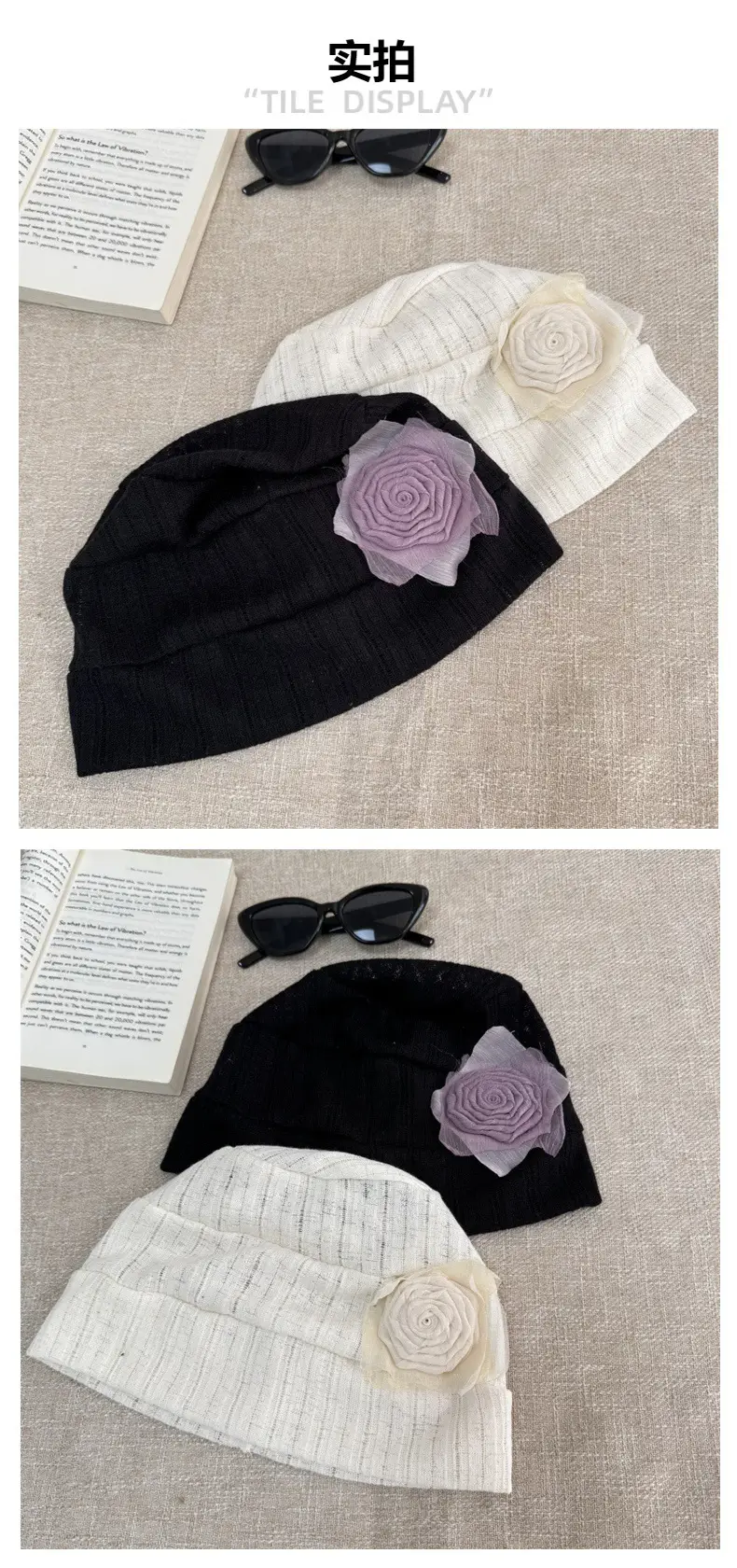 Navy Blue Embroidered Baseball Cap for Women with Rose Flower — feature 2