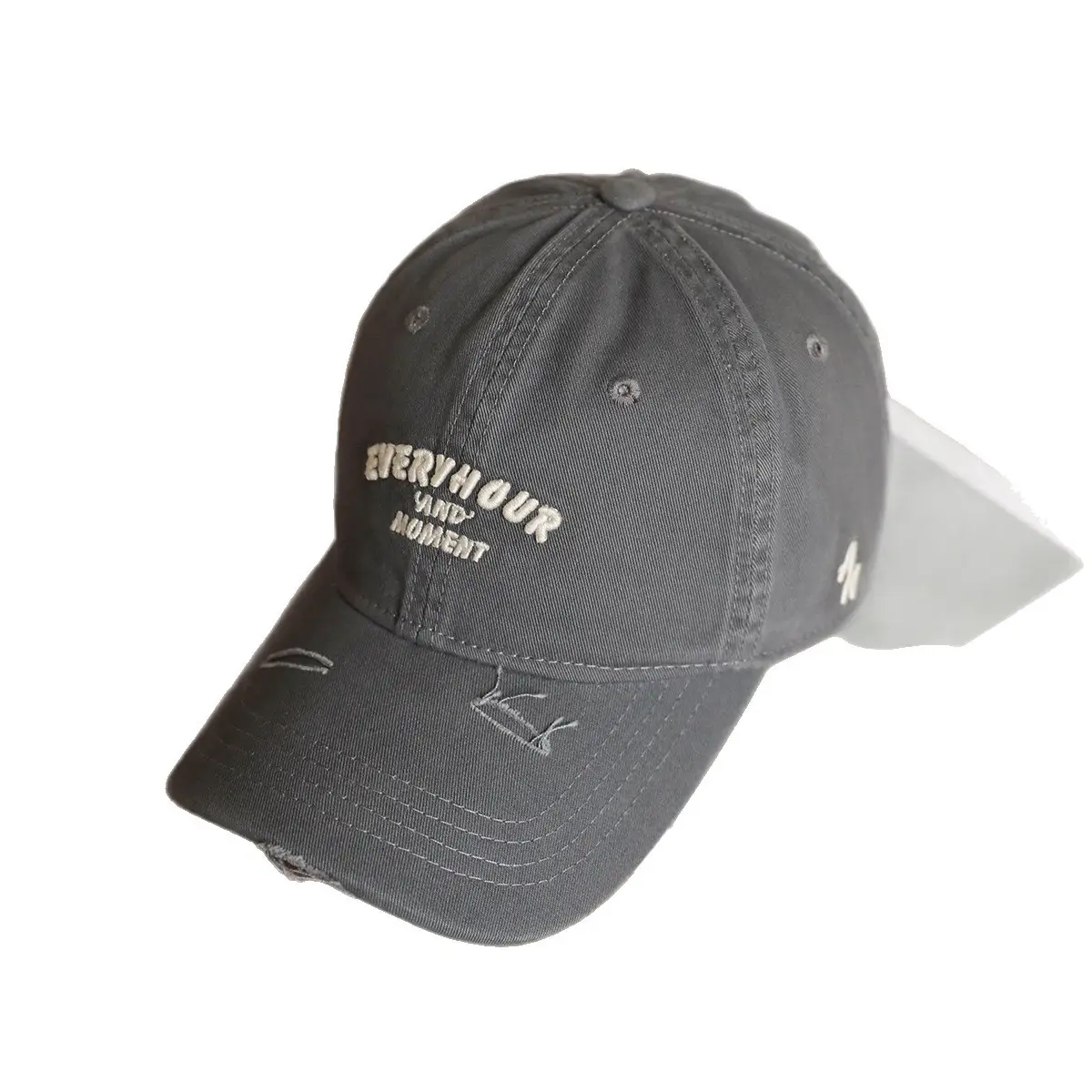Brown Cotton Embroidered Cap for Women with Wide Brim - Image 11