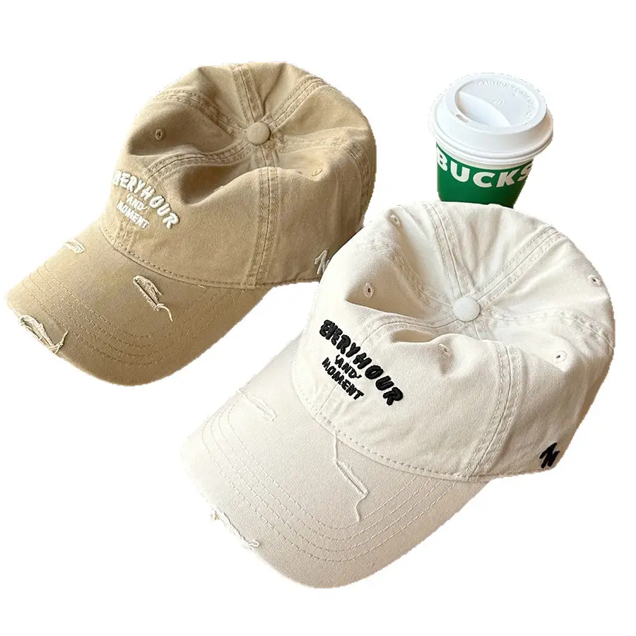 Brown Cotton Embroidered Cap for Women with Wide Brim — feature 1