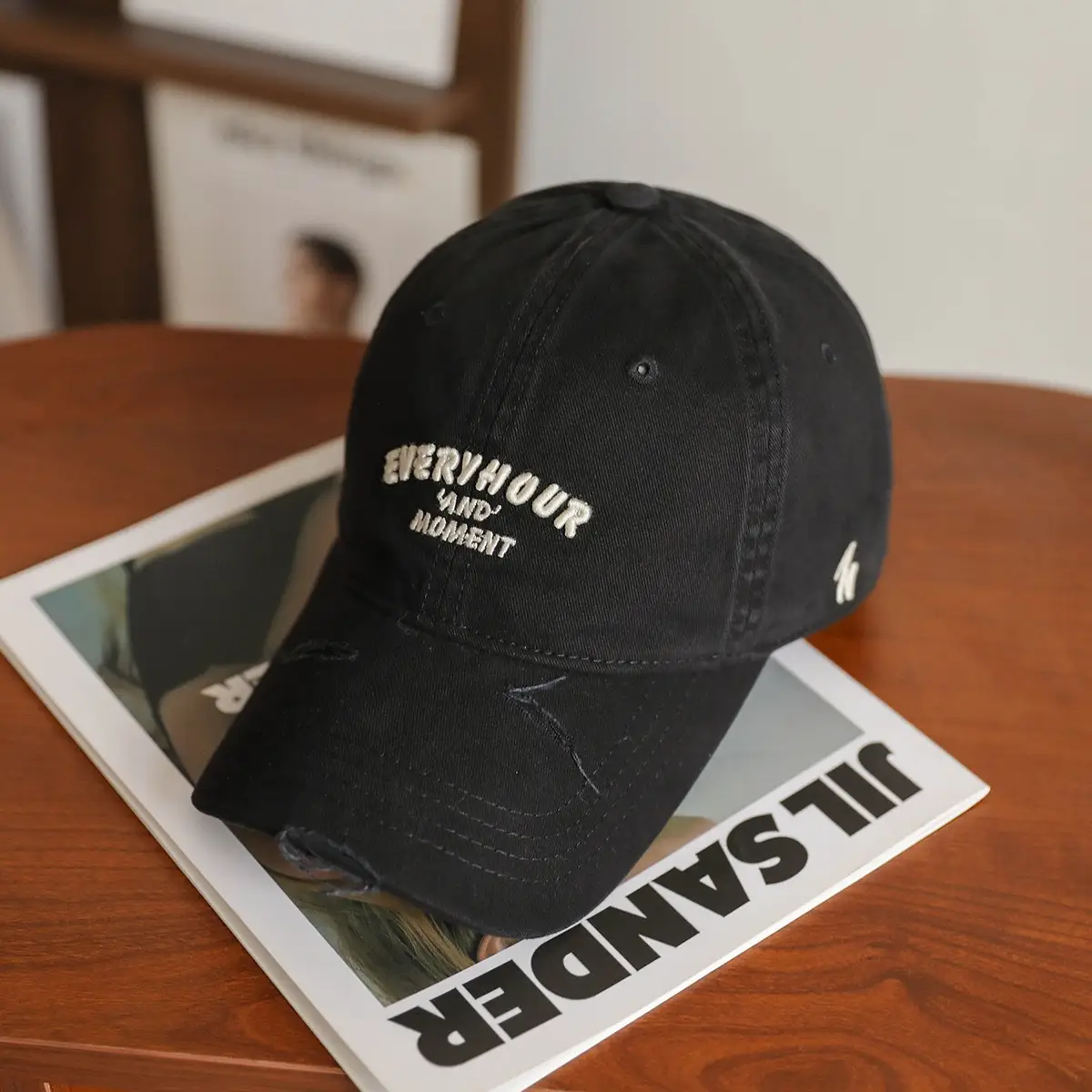 Brown Cotton Embroidered Cap for Women with Wide Brim — feature 7