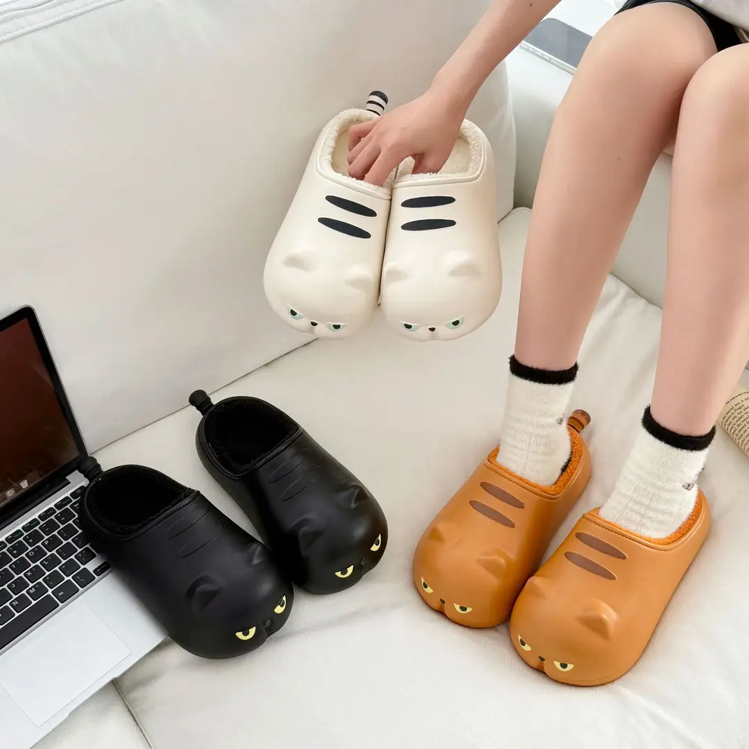 Cute Cartoon Soft-Soled Cat Cotton Slippers for Women to Wear Outside in Winter, Comfortable and Warm Cotton Shoes for Home, Non-Slip and Waterproof — feature 5
