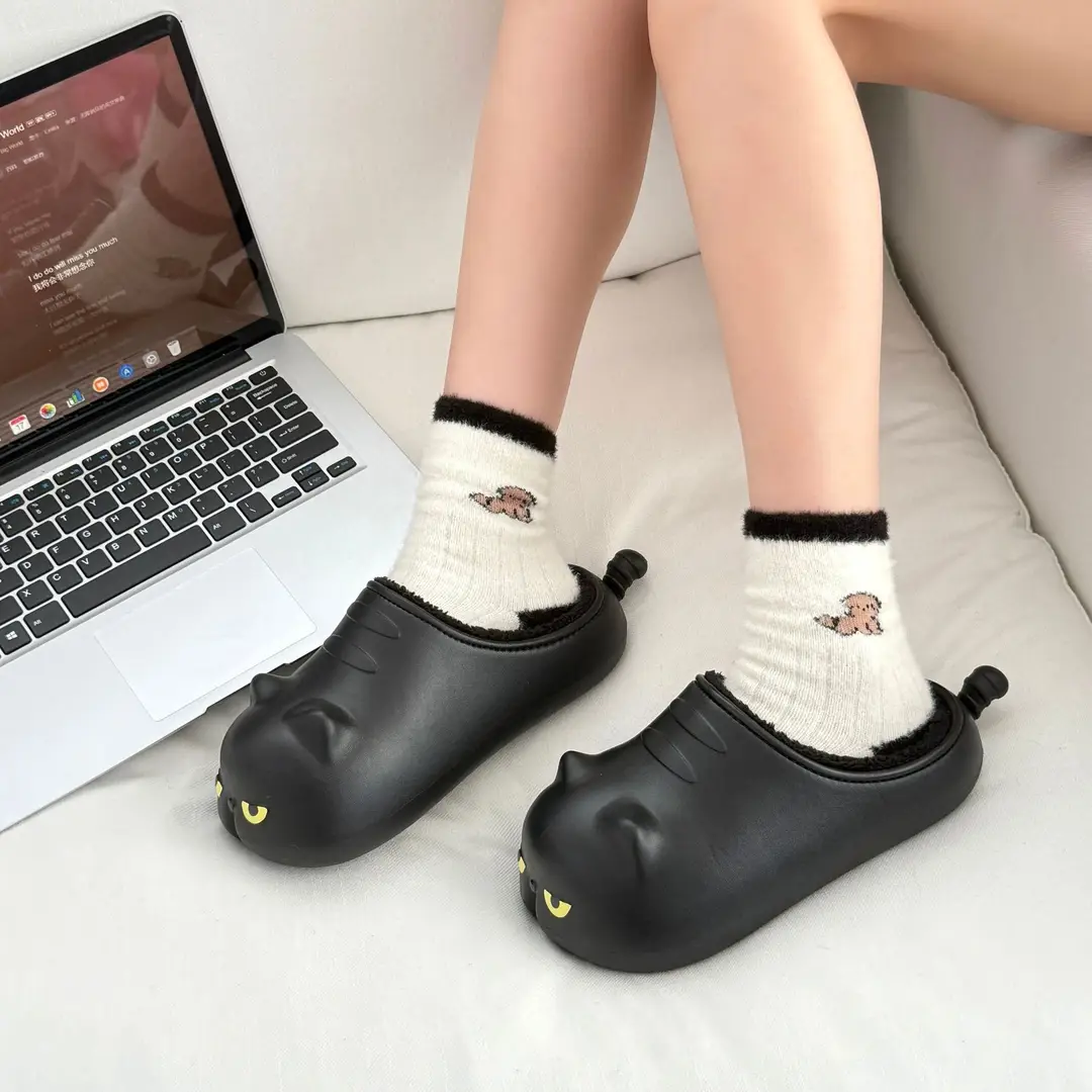 Cute Cartoon Soft-Soled Cat Cotton Slippers for Women to Wear Outside in Winter, Comfortable and Warm Cotton Shoes for Home, Non-Slip and Waterproof — feature 8